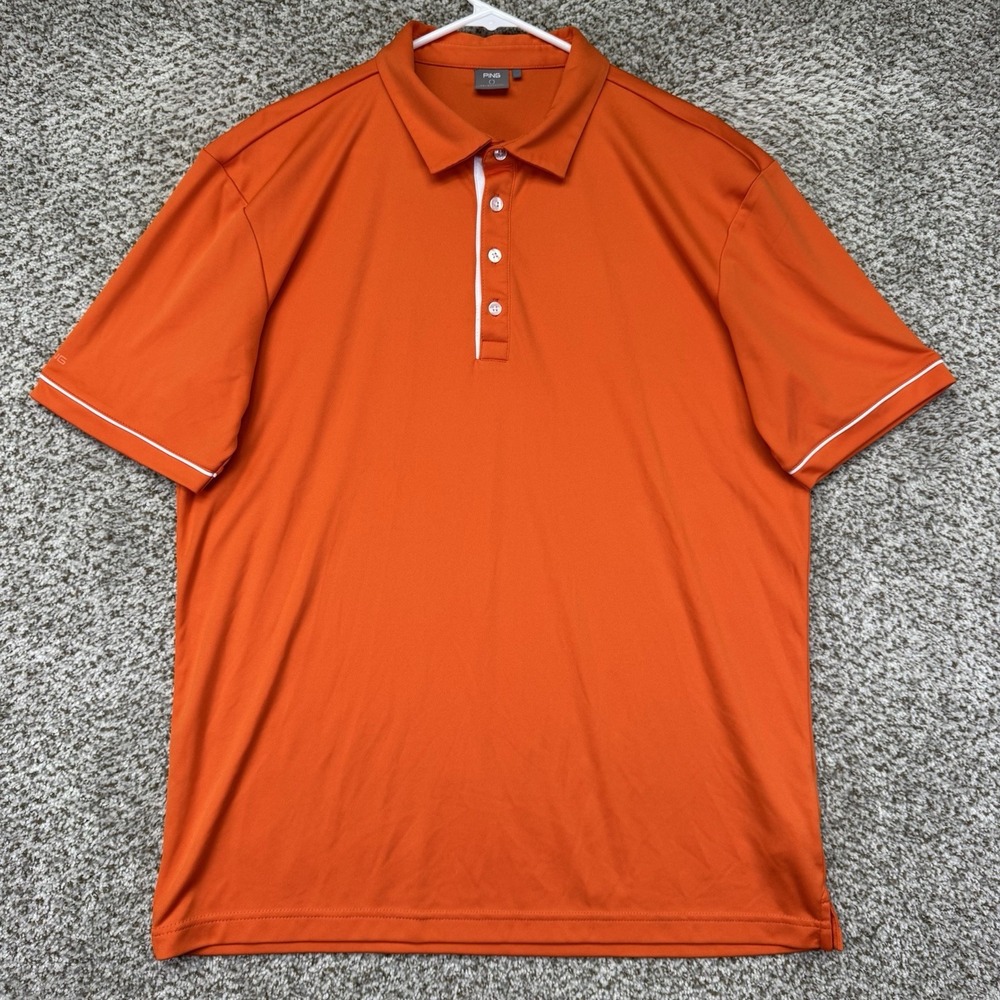 Ping Polo Shirt Men's Size XL Orange Sensorcool Performance 4 Way Stretch Golf